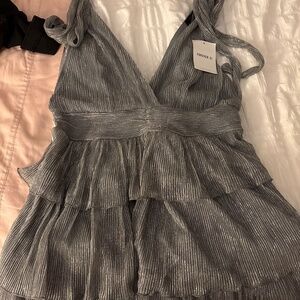 Shimmery silver evening dress